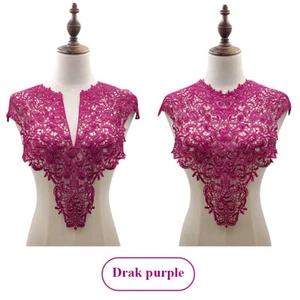 1PC Embroidery Lace Applique Motif DIY Sewing Craft Wedding Dress Neck Trimming - Picture 1 of 28