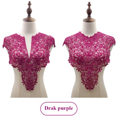 1PC Embroidery Lace Applique Motif DIY Sewing Craft Wedding Dress Neck Trimming - Image 1 of 4