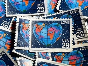 LOVE & HEARTS Vintage Bundles Used Stamps - 25/packet - choose your favorite - Picture 1 of 22