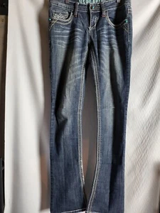 Hydraulic Jeans Bailey Low Rise MicroBoot Cut Embellished Bling Pockets Size 7/8 - Picture 1 of 13