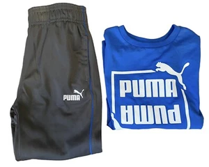 Puma Outfit Boys Track Suit 2-Piece Set Blue Gray Size 5 Pockets Long Sleeve NEW - Picture 1 of 10