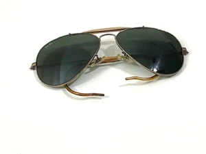 Vintage Ray-Ban Shooting Glasses Bausch & LOMB Gold Frame Dark GREEN Lens - Picture 1 of 5