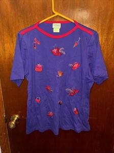 BonWorth Red Hat Society Short Sleeve Shirt Blouse Size Large Vintage Grandma - Bild 1 von 7