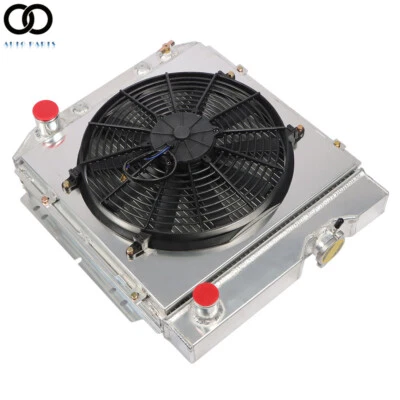 Radiador de aluminio de 3 filas con cubierta de ventilador para Ford Mustang 1964-66 Falcon 1960-65 V8 Foto 1 de 4