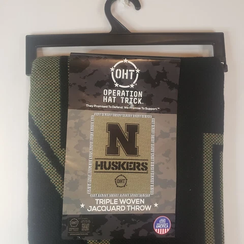 Nebraska OHT Woven Throw Blanket 46" × 60" RARE Cover