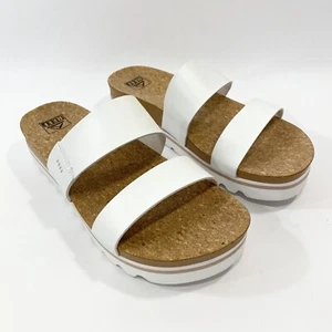 Reef Cushion Vista Hi Platform Sandals Open Toe White Faux Leather Women's 11 - Picture 1 of 16