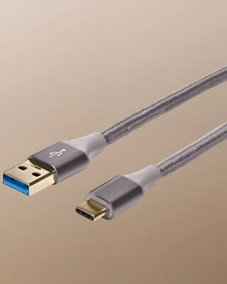 USB-C to USB-A 3.1 Fast Charger Cable 10ft Nylon Braided Dark Gray - Image 1 of 4