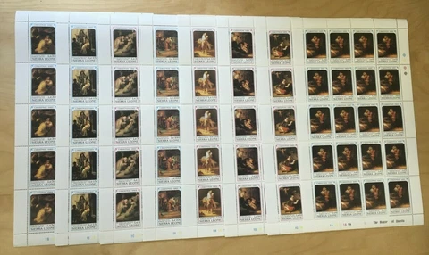 FULL SHEETS Sierra Leone 1989 1157-64 - Christmas, Rembrandt-Set of Sheets - MNH Cover
