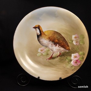 Limoges P&P Paroutaud Freres B&H Charger Artist Luc Quail Flowers Gold 1903-1910