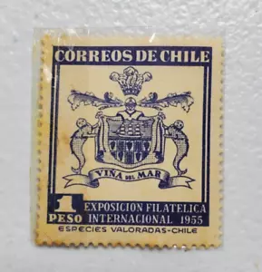 Correos de Chile Exposicion Filatelica Internacional 1955 1 Peso  06/212 - Picture 1 of 3