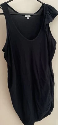 Mini vestido/camiseta larga/chaleco negro Clu sin mangas con volantes. Pequeño/Mediano Foto 1 de 4