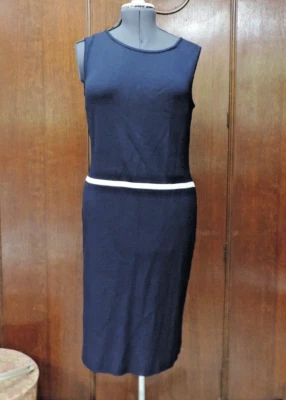 Vestido tejido Saint John años 90 tejido náutico cintura caída azul marino/blanco talla 12 B40 W34 Foto 1 de 4