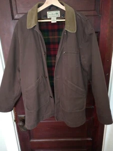 Vintage LL Bean Coat Cotton Wool Blanket Lined Barn Chore Corduroy Collar - Lg - Picture 1 of 14