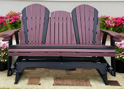 Fully Assembled Black & Cherry Poly Double Glider (Amish Made) - Image 1 of 4
