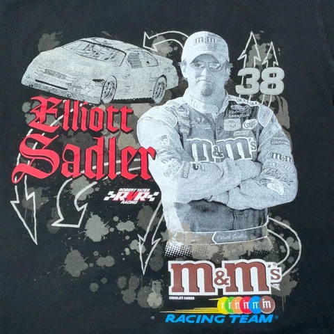 Elliott Sadler Shirt Mens Medium Double Sided Graphic Black Nascar Chase M&M Cover