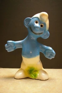 VINTAGE 1980'S SMURFS SMURF HAND PAINTED 12.5" TALL CERAMIC BANK - Picture 1 of 12