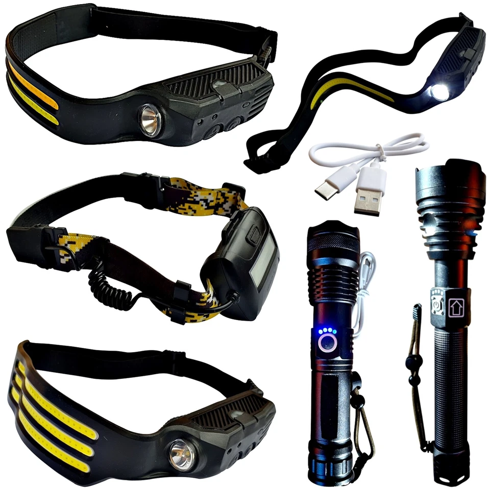 Lampada Frontale LED COB Con Sensore Ricaricabile USB Impermeabile - Immagine 1 di 1