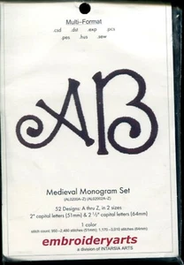 ARTES DE BORDADO - JUEGO MONOGRAMA MEDIEVAL - 52 DISEÑOS - DISQUETES - Imagen 1 de 2