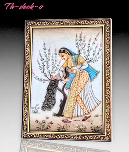 RAJASTHAN MINIATUR BEMALT MARMOR RAGINI INDISCHE MARMORMALEREI - Bild 1 von 4