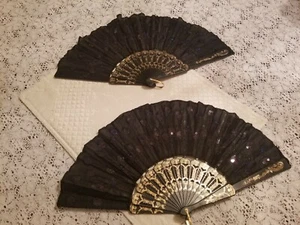 Paillettes portatili pieghevoli in tessuto nero ricamato pavone spose festa - Foto 1 di 1