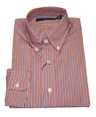 $145 Polo Ralph Lauren Para Hombres Camisa de Vestir con Botones Rayas Naranja Azul 15.5/39 Foto 1 de 2