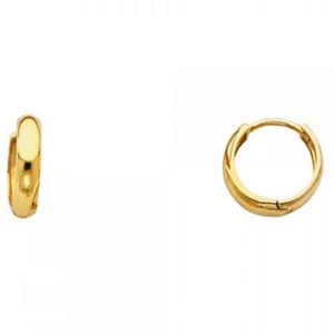14K Solid Yellow Gold Plain Small 3mm Hoop Huggie Earrings Aretes de Oro - Picture 1 of 2