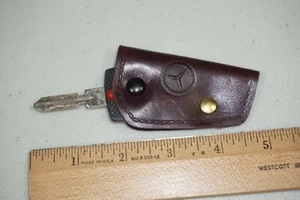 Vintage Mercedes-Benz Key in Leather Flip Out Jacket Embossed Logo Fob Cover - Picture 1 of 9