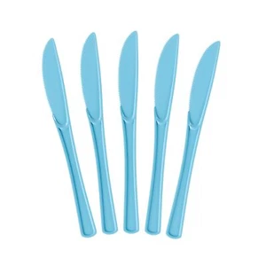 Exquisite Disposable Light Blue Plastic Knives 100 Pcs - Heavy Duty Light Blu... - Picture 1 of 7