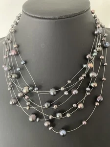 Tahiti Zucht Perlen blau rosé Kette(n) 925 Silber Perlen Collie Beads Necklace - Bild 1 von 7