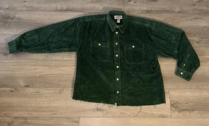 Rare Vintage Distressed Corduroy Long Sleeve Button Up Shirt Mens M Medium Green - Picture 1 of 14
