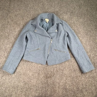 Chaqueta Chico’s Moto Mujer 0 US S Azul Lana Recortada Clásica Minimalista Softgrunge Foto 1 de 4