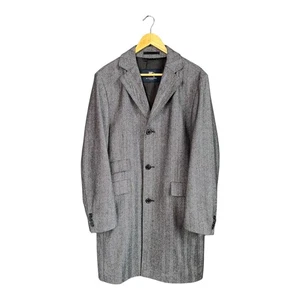 BURBERRY Wool & Cashmere Grey Herringbone Men's Coat size 48 - Picture 1 of 19