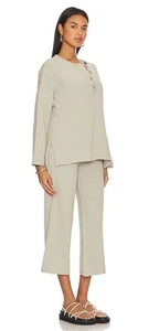 Free People FP Beach Pants Hailee Women's Beige Waffle Knit Wide Leg Resort -S - Picture 1 of 4