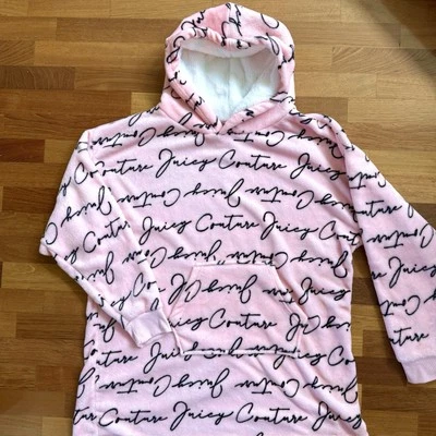 Sudadera con Capucha JUICY COUTURE Lounge para Mujer TALLA GRANDE/XL Rosa Negro Script Peluche Nueva con Etiquetas Foto 1 de 4
