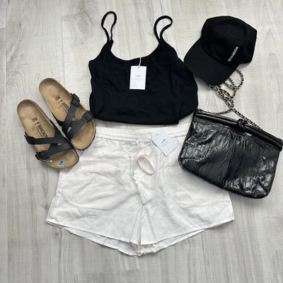 Pantalones Cortos Andie Natación Mezcla de Lino Pull-On Blanco Coco Nuevos con Etiquetas Playa Vacaciones Piscina Talla M Foto 1 de 4