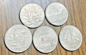 2001 D State Quarter 5 Coins Set Circulated Lot Ungraded FIVE Light Wear & GREAT - Picture 1 of 16
