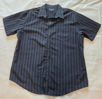 Camisa de manga corta Croft & Barrow para hombre talla XL con botones azul/blanco a rayas Foto 1 de 4