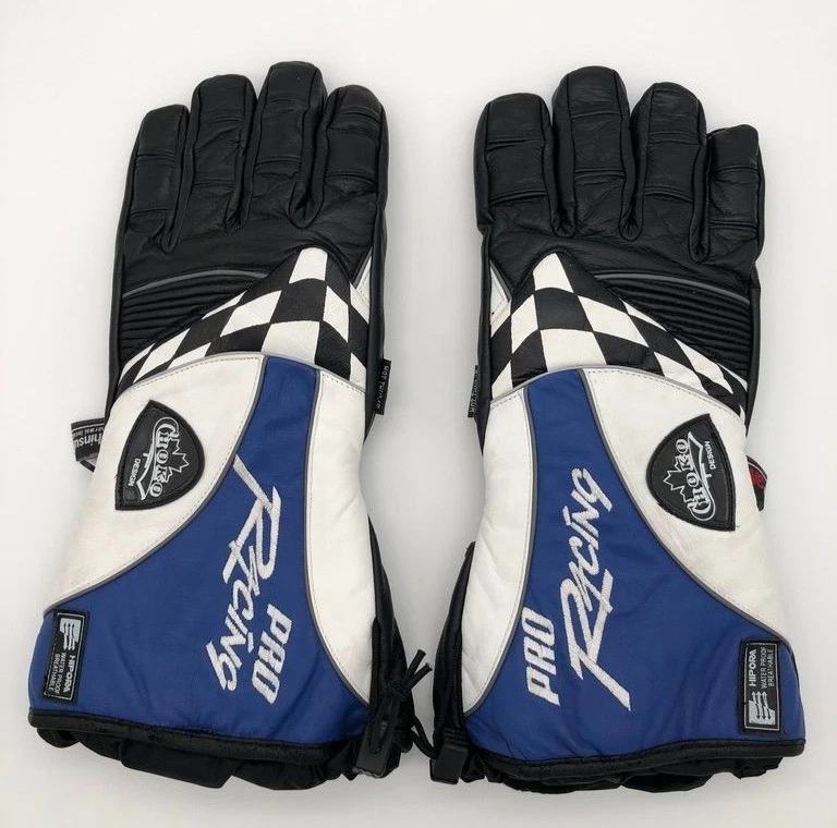 De Colección Choko Pro Racing Cuero Moto de Nieve Guantes Aislados Azul Negro Blanco Para Hombres M Foto 1 de 4