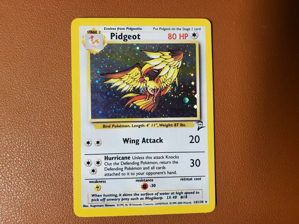 Pidgeot 14/130 Holo Rare Base Set 2 Pokémon Card LP - SWIRL WOTC - Image 1 of 2