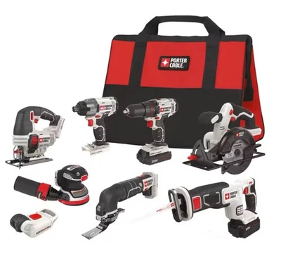 PORTER CABLE PCCK6116 20V Drill/Driver Lithium Ion 6-Tool Combo w/ 8 Accesso Kit - Image 1 of 2