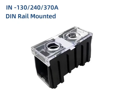 DIN Rail Copper Terminal Block IN-400BK-C 130A-370A High Current Flame Retardant - Image 1 of 4