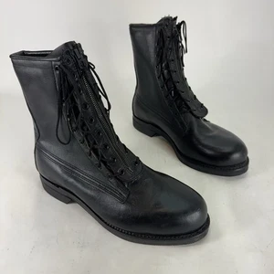 Addison Shoe Company Military Boots Men 8.5 D Black Leather Lace/Zip Up VTG 1979 - Picture 1 of 7