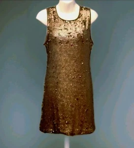 Chelsea & Violet Gold Sequin Stretch Tank Dress Size Medium Club Y2K Glam Party - Picture 1 of 9