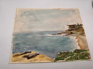 Original Vintage Aquarell Gemälde 8x10" Strandlandschaft von Eleanor Prato - Bild 1 von 5