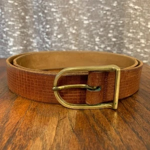 Hebilla de latón macizo vintage de cuero de grano completo suave tono dorado marrón talla 36 - Imagen 1 de 8