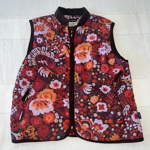 Patagonia Puffer Vest Womens Size Medium Floral Full Zip Pockets Outdoor Hiking - Picture 1 of 5