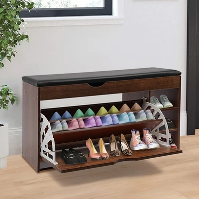 Entrance Shoe Bench 39.37" Shoe Storage Bench with Seat Free Standing Shoe Bench - Image 1 of 4