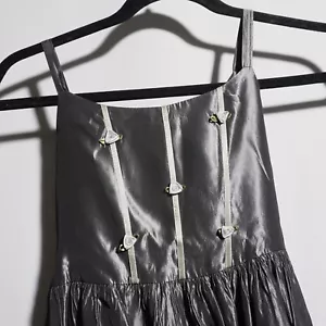 VTG Y2K Silver Flower Girl Dress Youth Small 10-12 Metallic Speechless Formal - Picture 1 of 12