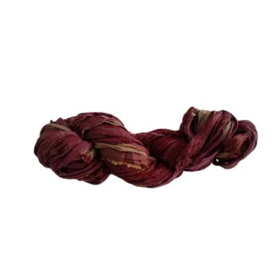 Sari Silk Ribbon super bulky yarn - Brown -Sari Silk Ribbons - Silk Strips - Image 1 of 4