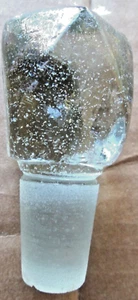 TAPÓN DE BOTELLA DE CRISTAL DE PLOMO MOTEADO VERDE PÁLIDO VINTAGE, 2 7/8" X 1 15/32" USADO - Imagen 1 de 4
